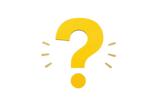 Yellow question mark with decorative attention rays