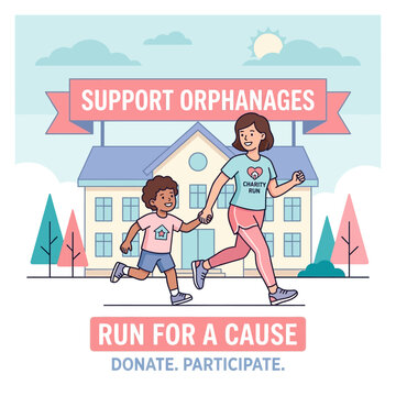 Support Orphanages Run For A Cause Charity Event Concept