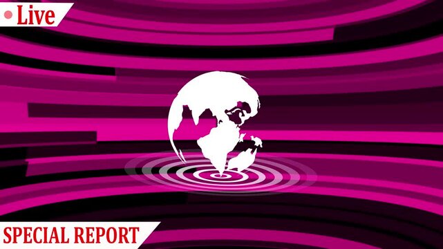 Breaking News Template intro for TV broadcast news show program with 3D breaking news text and badge, against global spinning earth