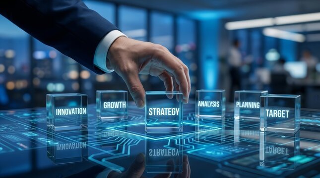 Successful business strategy incorporating essential components like innovation and growth analysis.