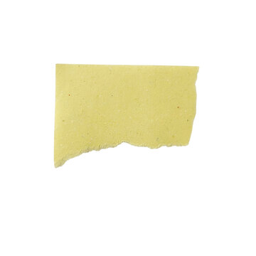 Worn yellow fabric cutout resembling oklahoma state shape