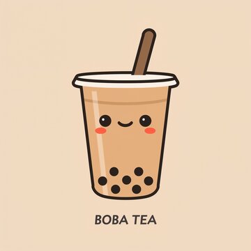 Vector illustration of Kawaii boba tea