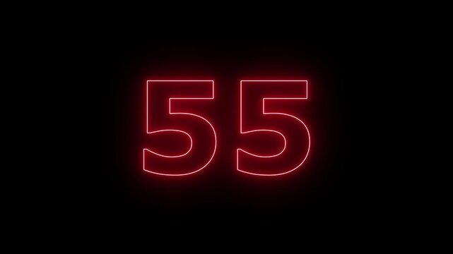 "A futuristic neon countdown timer displaying numbers from 60 down to 0 in the center of a dark background.4K UHD, no text, no logo, no watermark."