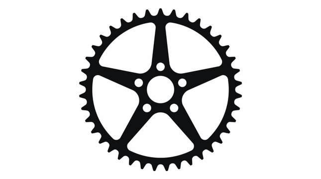 Bicycle Wheel with Chain and Steel Gear Isolated on White Background Vector Style Industrial Transportation Technology Illustration