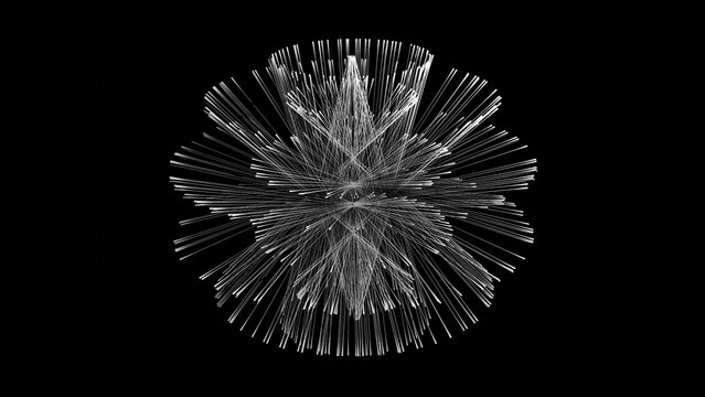 White 3D geometric wireframe wire sphere mesh on black background