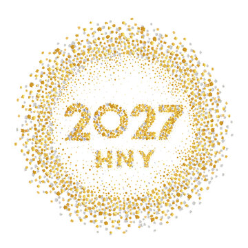 Happy New Year 2027 design template for greeting card. Celebration event