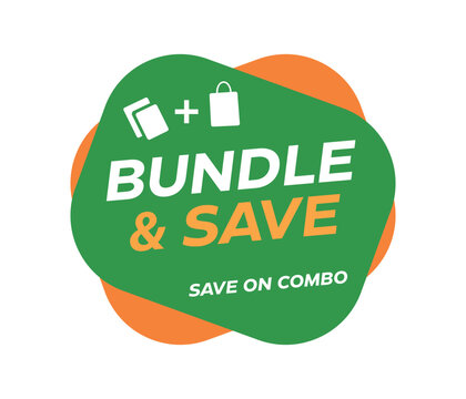 Bundle And Save On Combo Green Orange Modern Badge Vector Label Template for Shopping Offer