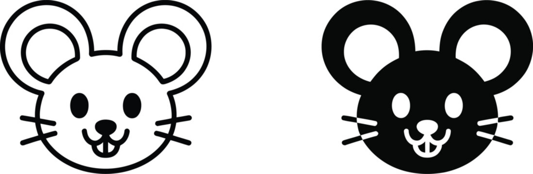 Cute mouse head face simple flat icon vector illustration