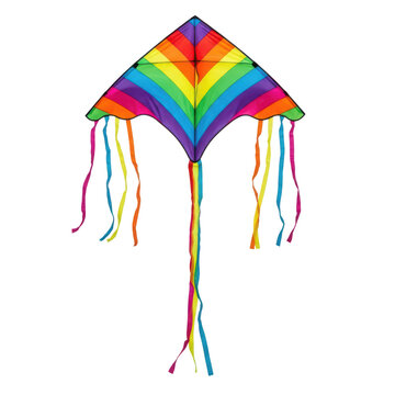 Colorful rainbow kite flying in the sky