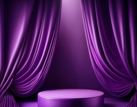 amethyst purple velvet fabric with dramatic folds pedestal podium background