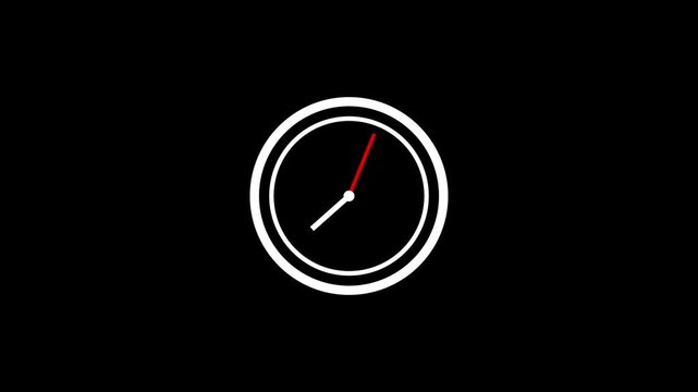 Minimal Clock Dial Animation with Transparent Background. Time, Timer and Watch Concept in 4K