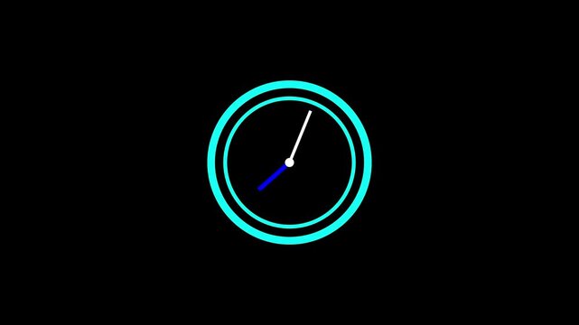 Minimal Clock Dial Animation with Transparent Background. Time, Timer and Watch Concept in 4K