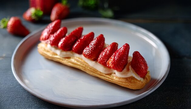 night s embrace highlights the delicate strawberry eclair a chantilly dream in puff pastry