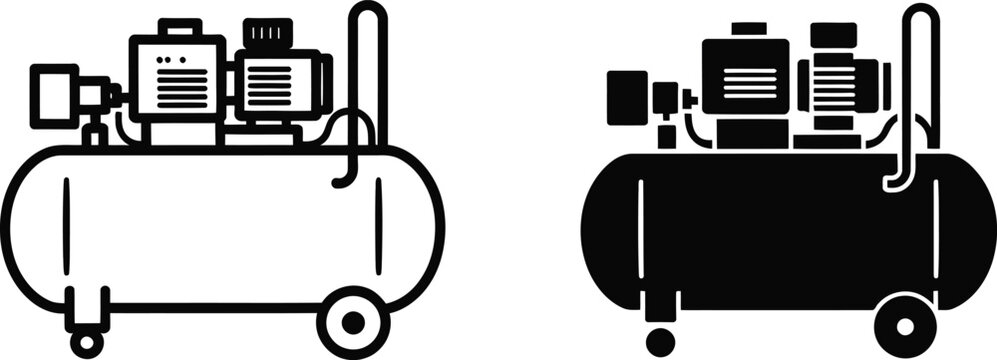 Industrial air compressor icon set vector illustration