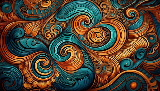 colorful and intricate african motif with swirling patterns ideal as background