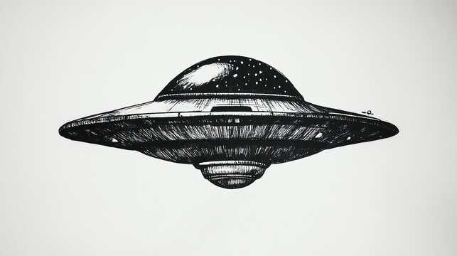 A sleek, circular craft with a polished surface hovers above the ground, illuminated by distant stars. Its presence stirs feelings of wonder and curiosity, capturing the imagination