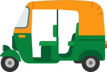Fototapeta premium Green and yellow auto rickshaw