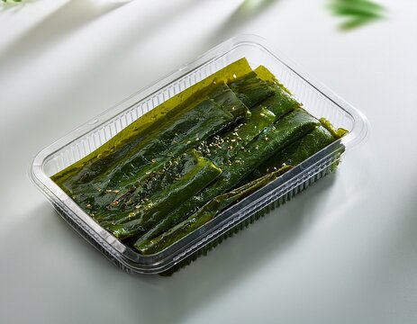 innovative seaweed packaging solutions for beverages and food displayed on a clean surface