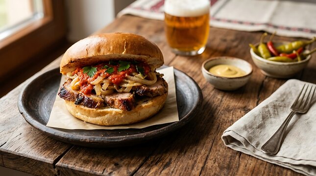 Slovakia, Ciganska Pecienka, roasted pork shoulder stuffed in a fluffy bun