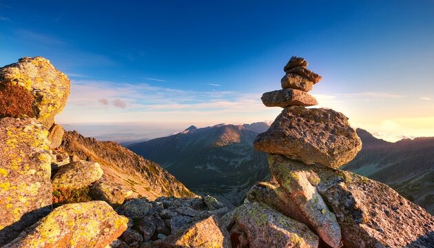 balanced rocks in the high tatra mountains with exceptionally view