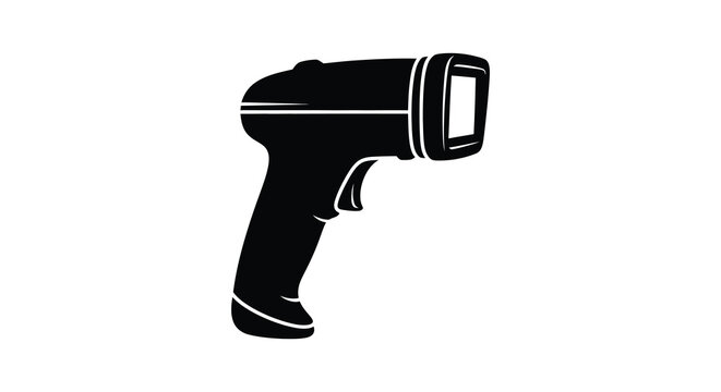 Barcode scanner in black silhouette against a white background reader