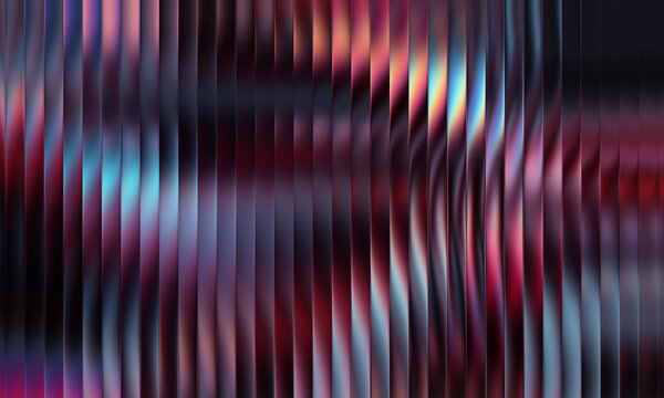Vibrant fractal glass texture with ribbed distortion effect. Abstract geometric light refraction pattern for digital design backgrounds.