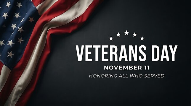 Veterans day background with a folded american flag on a dark textured surface for november 11 commemoration