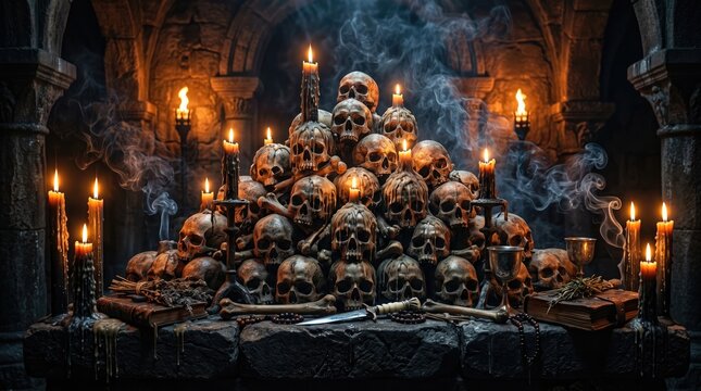 Macabre Gothic Skull Pile Horror Concept