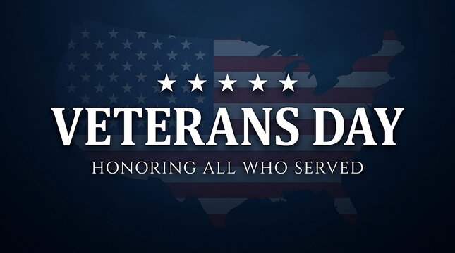 Veterans day background graphic with american flag silhouette honoring all who served in the united states military