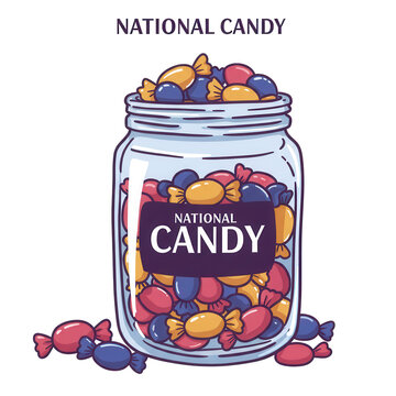 Mason jar filled with colorful candies isolated on transparent background