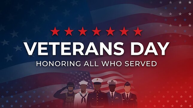 Patriotic veterans day background featuring the american flag and a message honoring all who served in the military