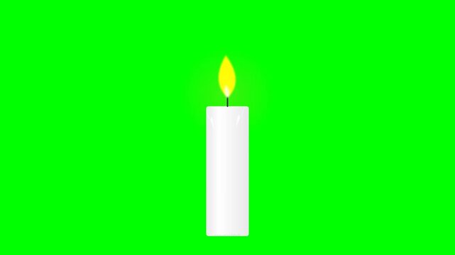 Burning Candle Light Animation Green Screen