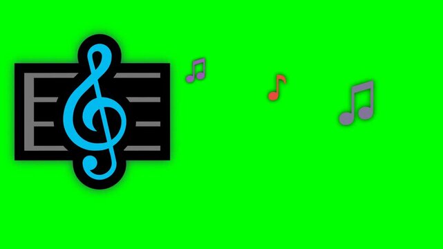 Music Notes and Treble Clef Animation Green Screen