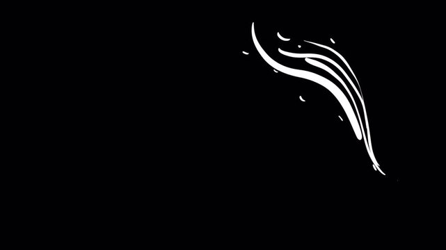 White smoking surface effect on a black background. Thin cartoon smoke lines rise and spread smoothly in 4K for overlay use. Multiple vapor streams create a soft atmospheric 2D animation.