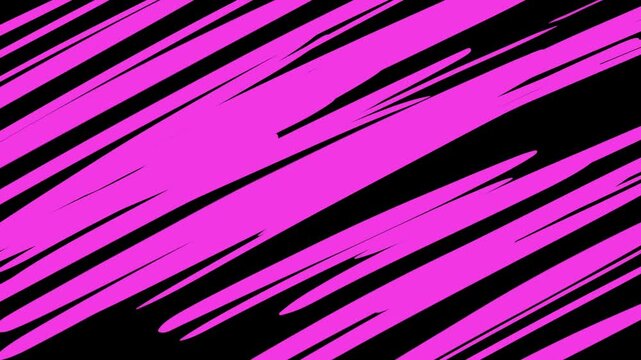 Fast speed effect with black and pink strokes. Animation for running fast driving flying and attention highlighting. Active abstract background in 4K.