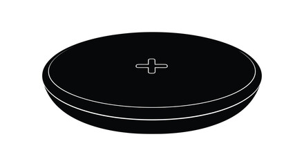 Wireless charger pad with plus sign black silhouette charging device © vect roy