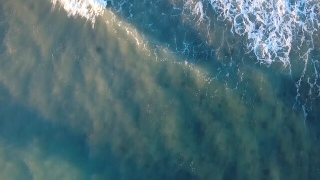 Aerial view of Playa del Torres beach and Mediterranean sea coastline in Villajoyosa, Alicante, Spain.