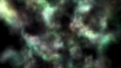 Green and black nebula pattern with blurred starfield effect © EON CGI 