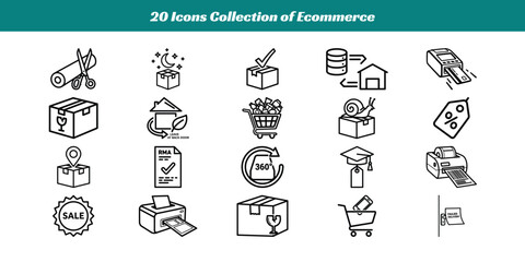 Fototapeta premium Ecommerce icons collection set of 20 vector illustrations
