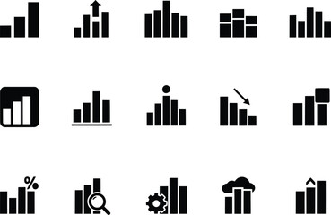 Obraz premium Corporate Dashboard Bar Graph Icons – Business Statistics & Performance Analytics Vector Pack