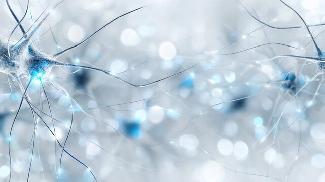 seamless looped Neuron 3d cells transmitting electrical impulses through the brain's neural network, showing synapse communication and futuristic neurology research with advanced technology