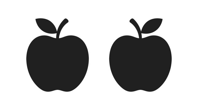 Two black apple silhouettes against a white background