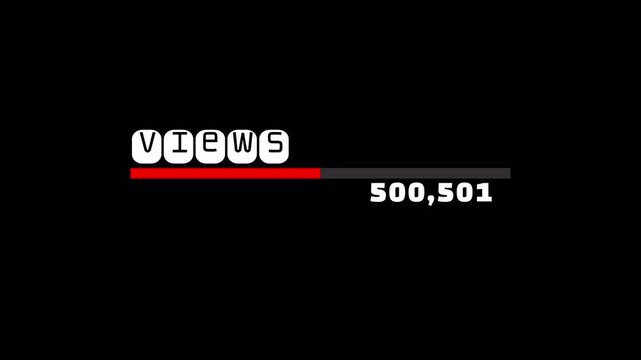 1 million views red circular ring animation on transparent background.