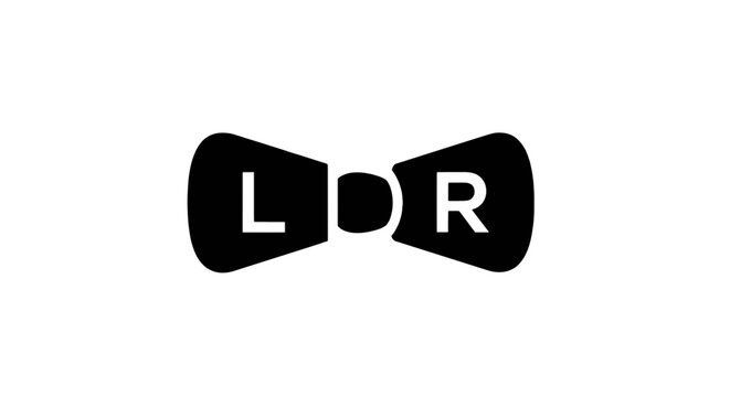 Vector illustration of ldr bow tie logo icon, letter monogram design, vector illustration on a transparent background