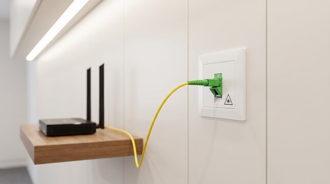 ​Modern FTTH Fiber Optic Wall Outlet Box with SC APC Connector Plugged In