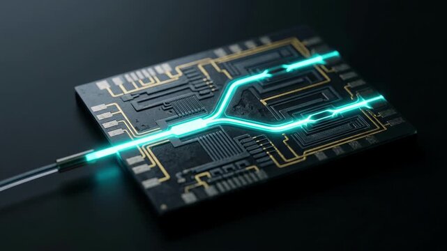 Photonic chip splitting laser light through optical waveguides