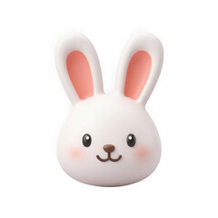 Fototapeta premium Cute 3d bunny head icon isolated on transparent background