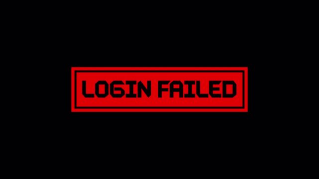 login failed red warning box animation.