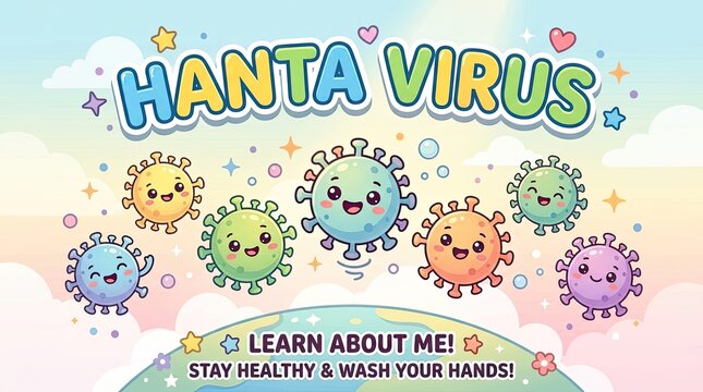Hanta virus cartoon illustration for kids health education