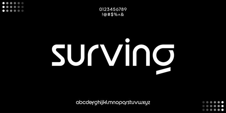 Modern sans-serif typography word surving on dark tech background. Minimalist Monochrome Wordmark Branding on Black Background